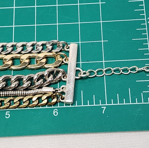 Jenny Bird Silver and Gold Chain Wide Bracelet - Picture 10 of 14